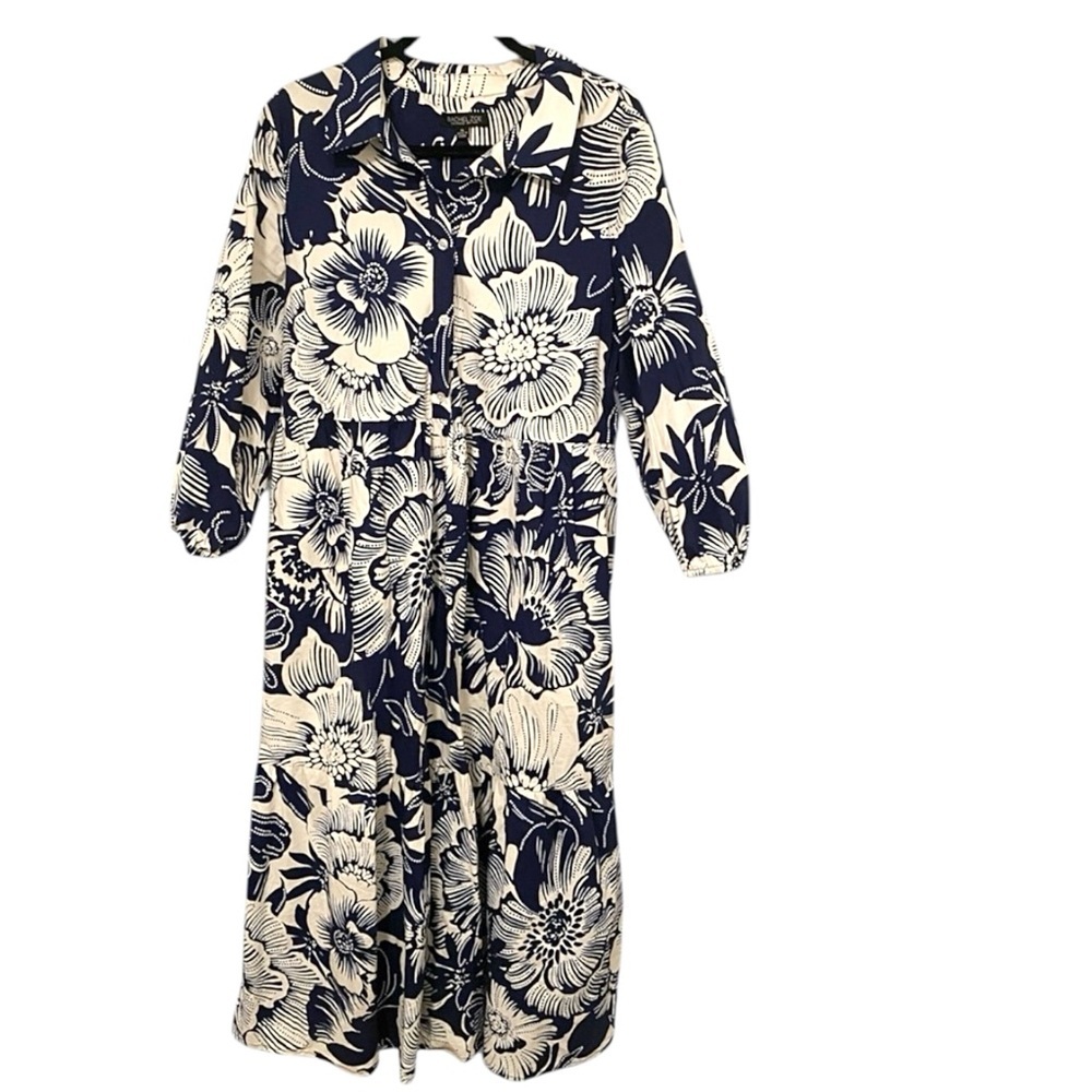 NWOT Rachel Zoe Los Angeles Navy Floral Popover Dress Size XL - Picture 2 of 6
